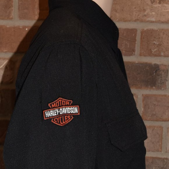 Harley Davidson Clothes Shirt XL Extra Large Black Long Sleeve Embroidered - Picture 5 of 6